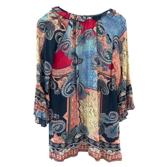 Johnny Was Jade Boho Oversized Daria Multicolored Mixed Print Blouse Size XS - Picture 6 of 11